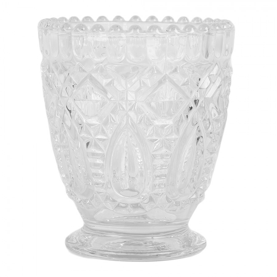 Transparentní sklenička na vodu s lemem - Ø 9*10 cm Clayre & Eef Transparentní sklenička na vodu s lemem - Ø 9*10 cm Clayre & Eef
