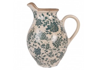 Béžový keramický džbán se zelenými květy Tien French M - 21*16*24 cm