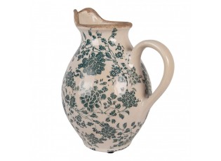 Béžový keramický džbán se zelenými květy Tien French M - 21*16*24 cm