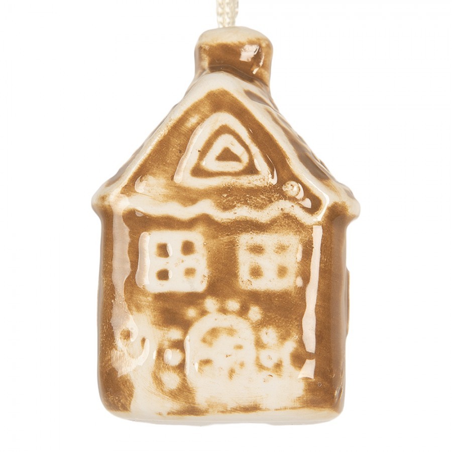 Závěsná ozdoba perníková chaloupka Gingerbread Cott - 4*4*7 cm Clayre & Eef Závěsná ozdoba perníková chaloupka Gingerbread Cott - 4*4*7 cm Clayre & Eef