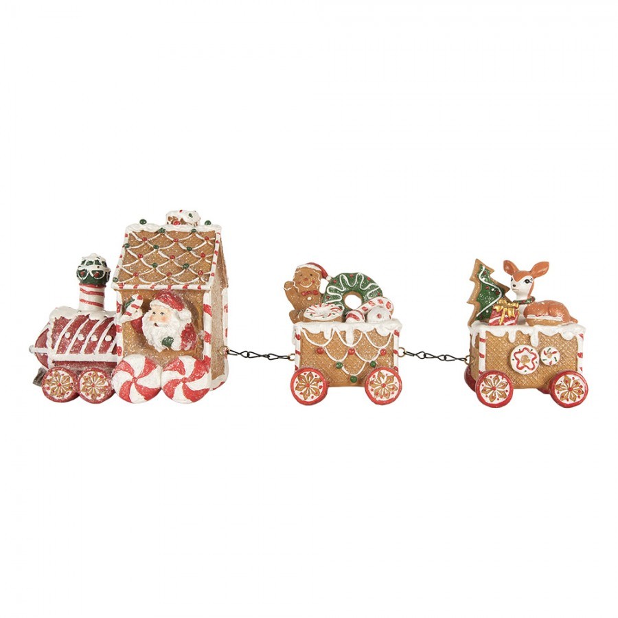 Vánoční perníkový vláček se Santou Gingerbread Train - 33*10*15 cm Clayre & Eef Vánoční perníkový vláček se Santou Gingerbread Train - 33*10*15 cm Clayre & Eef