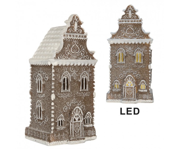 Perníkový LED domek Gingerbread Cotti - 12*11*25 cm Clayre & Eef