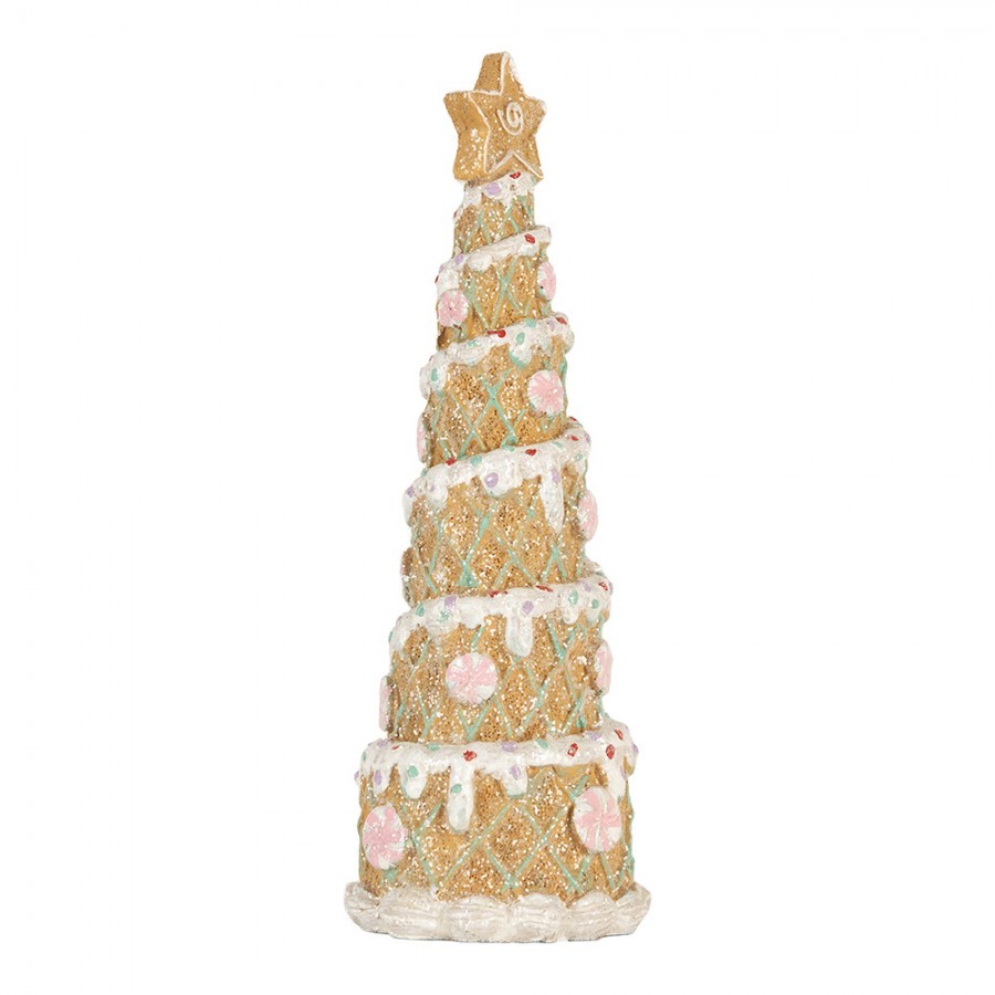 Hnědo-růžová dekorace vánoční stromek Christmas Tree - Ø 9*25 cm Clayre & Eef Hnědo-růžová dekorace vánoční stromek Christmas Tree - Ø 9*25 cm Clayre & Eef
