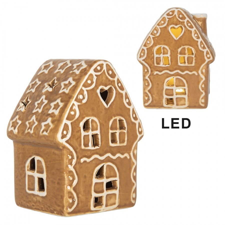 Perníková LED chaloupka Gingerbread Cott - 8*6*11 cm Clayre & Eef Perníková LED chaloupka Gingerbread Cott - 8*6*11 cm Clayre & Eef
