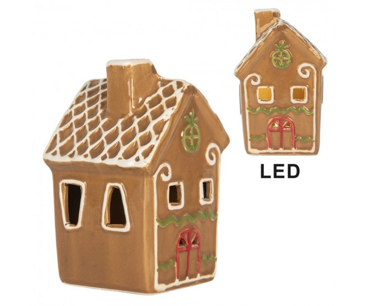 Perníková LED chaloupka Gingerbread Cott - 8*8*12 cm Clayre & Eef