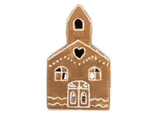Hnědá keramická chaloupka na čajovou svíčku Gingerbread Cott - 10*10*16 cm