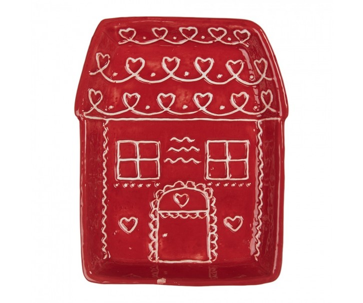 Keramický talířek perníková chaloupka Gingerbread Cott - 15*19*3 cm Clayre & Eef