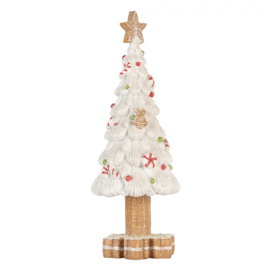 Bílý cukrový stromek s perníkovou hvězdou - Ø 12*33 cm Clayre & Eef Bílý cukrový stromek s perníkovou hvězdou - Ø 12*33 cm Clayre & Eef