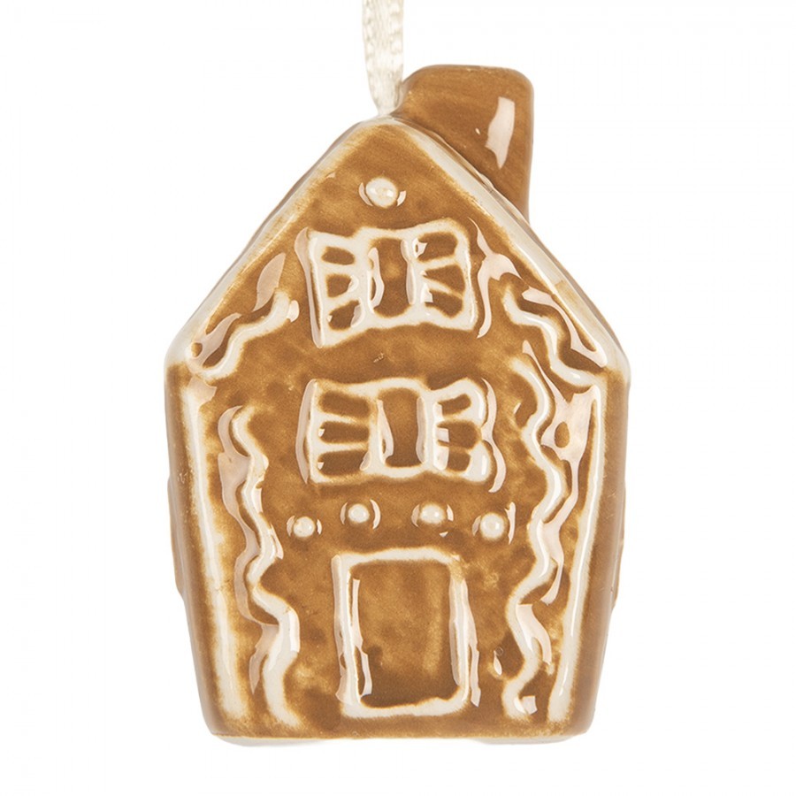 Závěsná ozdoba perníková chaloupka Gingerbread Cott - 4*4*6 cm Clayre & Eef Závěsná ozdoba perníková chaloupka Gingerbread Cott - 4*4*6 cm Clayre & Eef