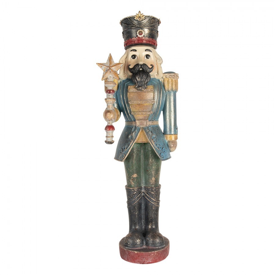 Modro-zelená dekorace figurka Louskáček Nutcracker - 21*15*60 cm Clayre & Eef Modro-zelená dekorace figurka Louskáček Nutcracker - 21*15*60 cm Clayre & Eef