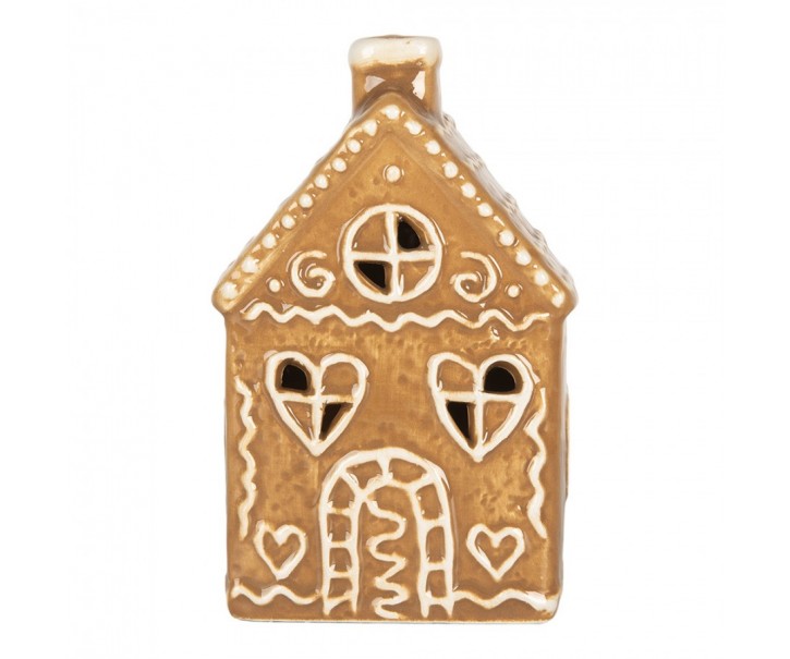 Hnědá perníková LED chaloupka Gingerbread Cott - 7*6*12 cm Clayre & Eef
