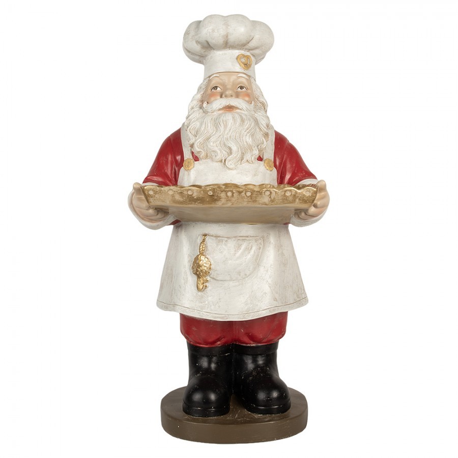 Vánoční dekorace figurka Santa Claus kuchař s podnosem - 40*39*81 cm