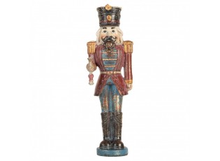 Modro-červená dekorace figurka Louskáček Nutcracker - 7*6*21 cm