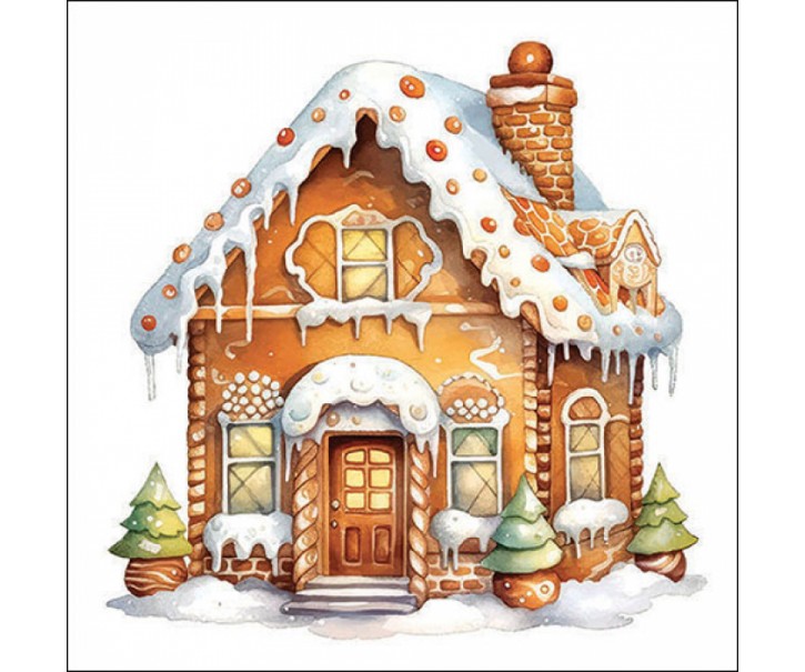 Bílé ubrousky perníková chaloupka Gingerbread House - 33*33 cm (20ks) Ostatn&iacute;