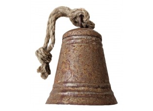 Rezavý antik plechový zvonek se šňůrkou M - Ø 10 *13 / 25 cm