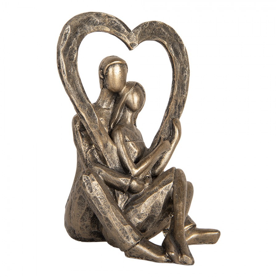 Bronzová antik dekorace zamilovaný pár držící srdce - 11*10*15 cm Clayre & Eef Bronzová antik dekorace zamilovaný pár držící srdce - 11*10*15 cm Clayre & Eef