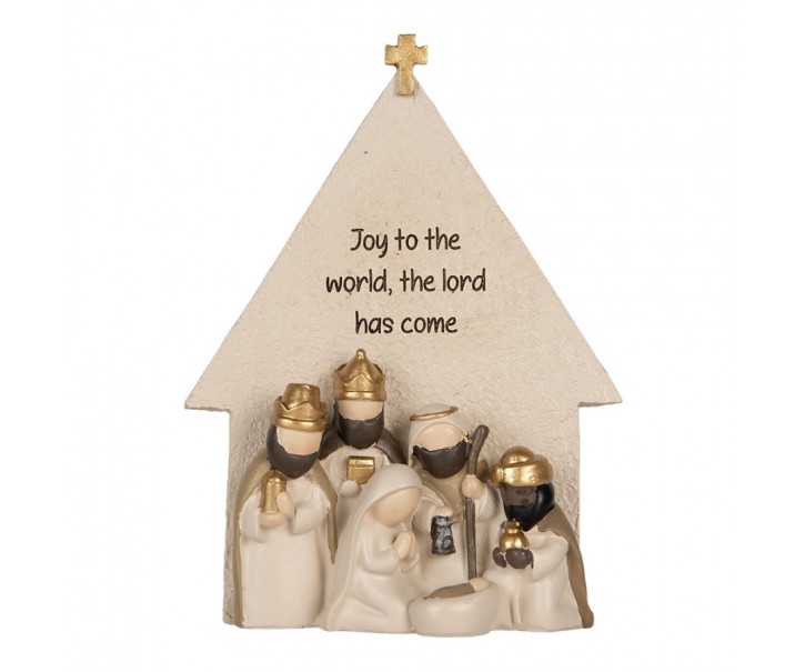 Béžová antik vánoční dekorace Betlém Nativity Scene - 16*6*21 cm Clayre & Eef