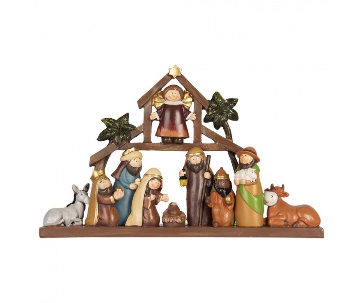 Hnědá vánoční dekorace Betlém Nativity Scene - 32*5*20 cm Clayre & Eef