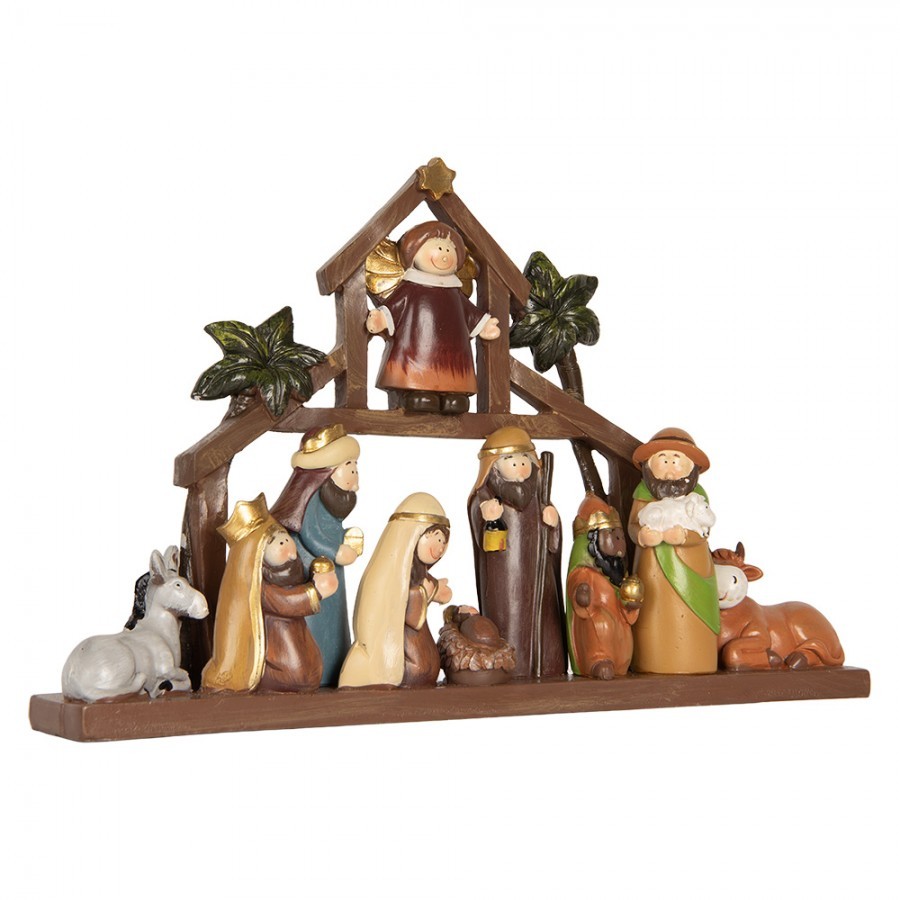 Hnědá vánoční dekorace Betlém Nativity Scene - 32*5*20 cm Clayre & Eef Hnědá vánoční dekorace Betlém Nativity Scene - 32*5*20 cm Clayre & Eef