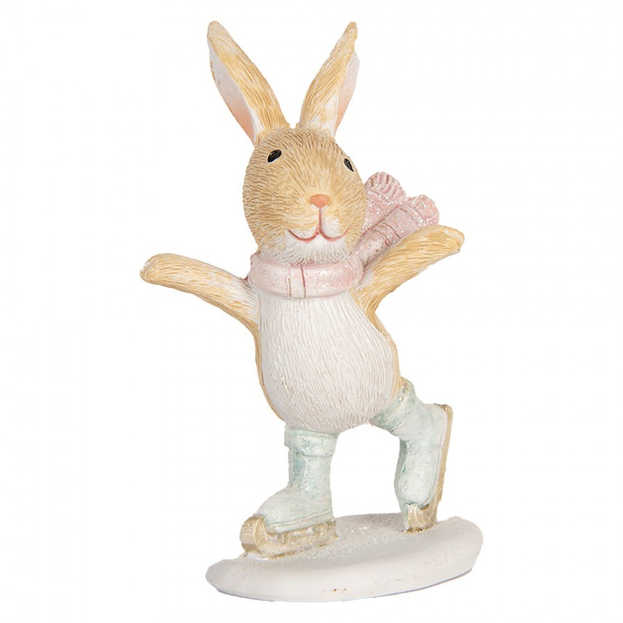 Zimní dekorace králíček v čepce na bruslích - 6*5*10 cm Clayre & Eef Zimní dekorace králíček v čepce na bruslích - 6*5*10 cm Clayre & Eef