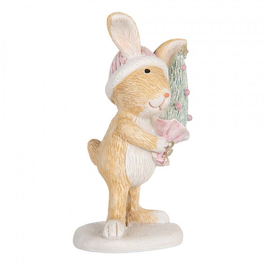 Zimní dekorace králíček s vánočním stromkem - 5*5*10 cm Clayre & Eef Zimní dekorace králíček s vánočním stromkem - 5*5*10 cm Clayre & Eef