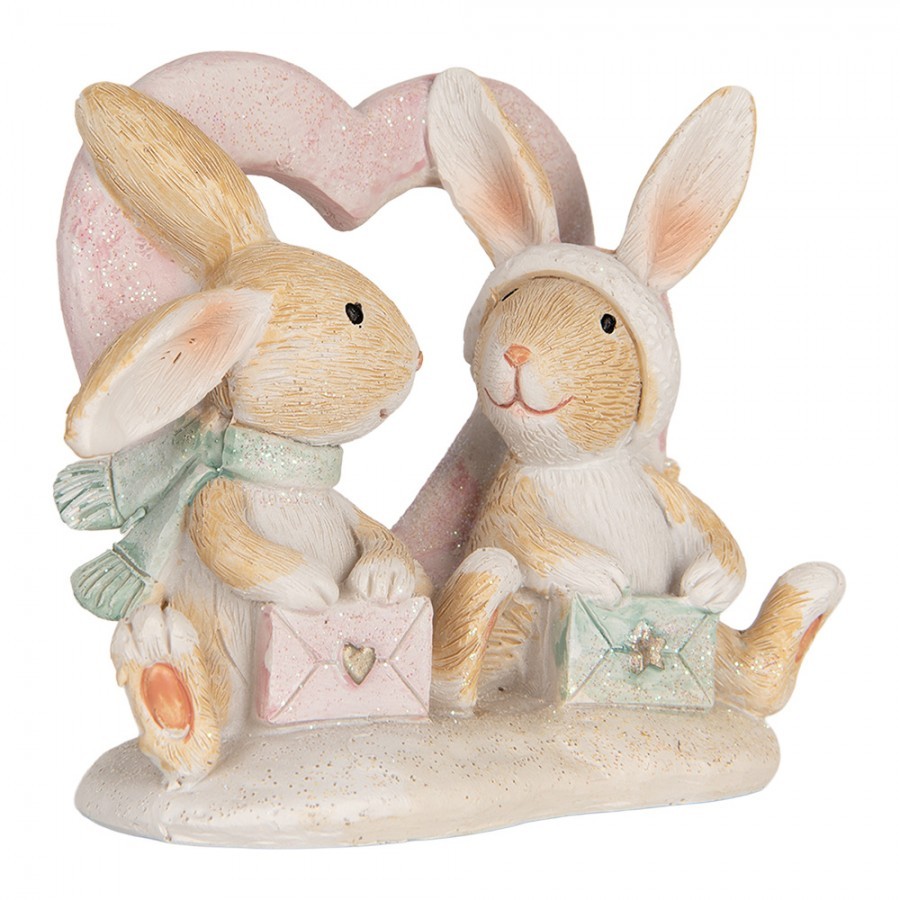 Zimní dekorace zamilovaní králíčci s dopisy - 11*6*9 cm Clayre & Eef Zimní dekorace zamilovaní králíčci s dopisy - 11*6*9 cm Clayre & Eef