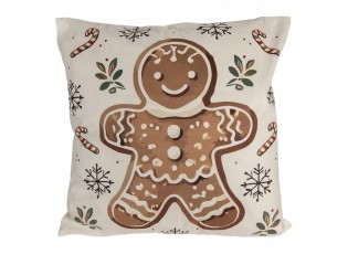 Béžový povlak na polštář s perníčkem Gingerbread Magic - 45*45 cm