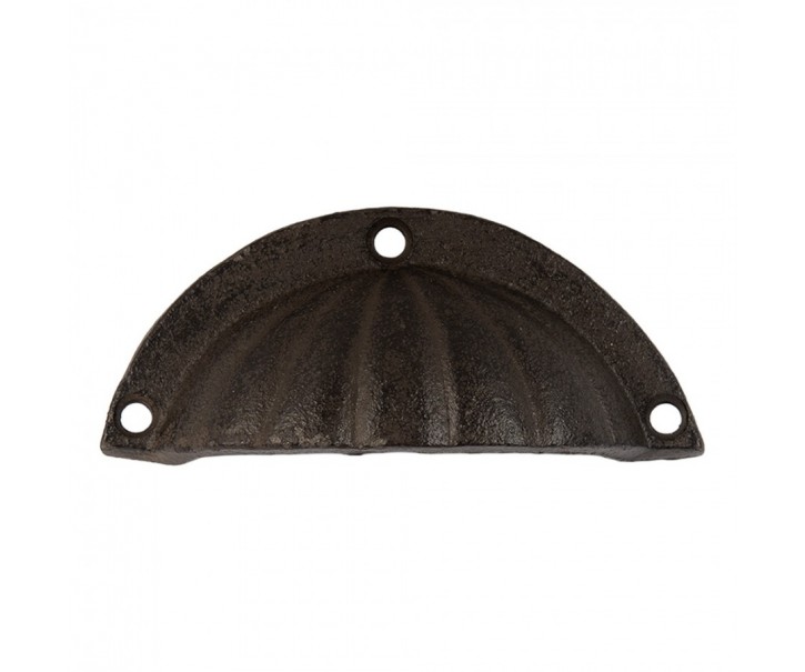 Hnědá antik litinová úchytka s vroubky - 10*3*4 cm Clayre & Eef