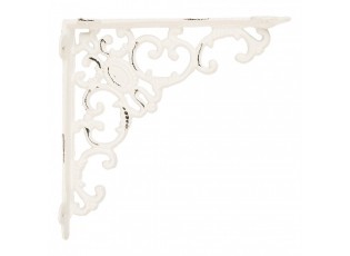 Bílá kovová policová konzole s ornamenty - 4*21*21 cm