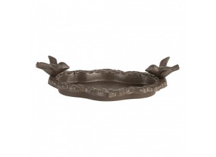 Hnědé antik litinové krmítko s ptáčky pro ptáčky - 24*13*6 cm
