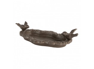 Hnědé antik litinové krmítko s ptáčky pro ptáčky - 24*13*6 cm