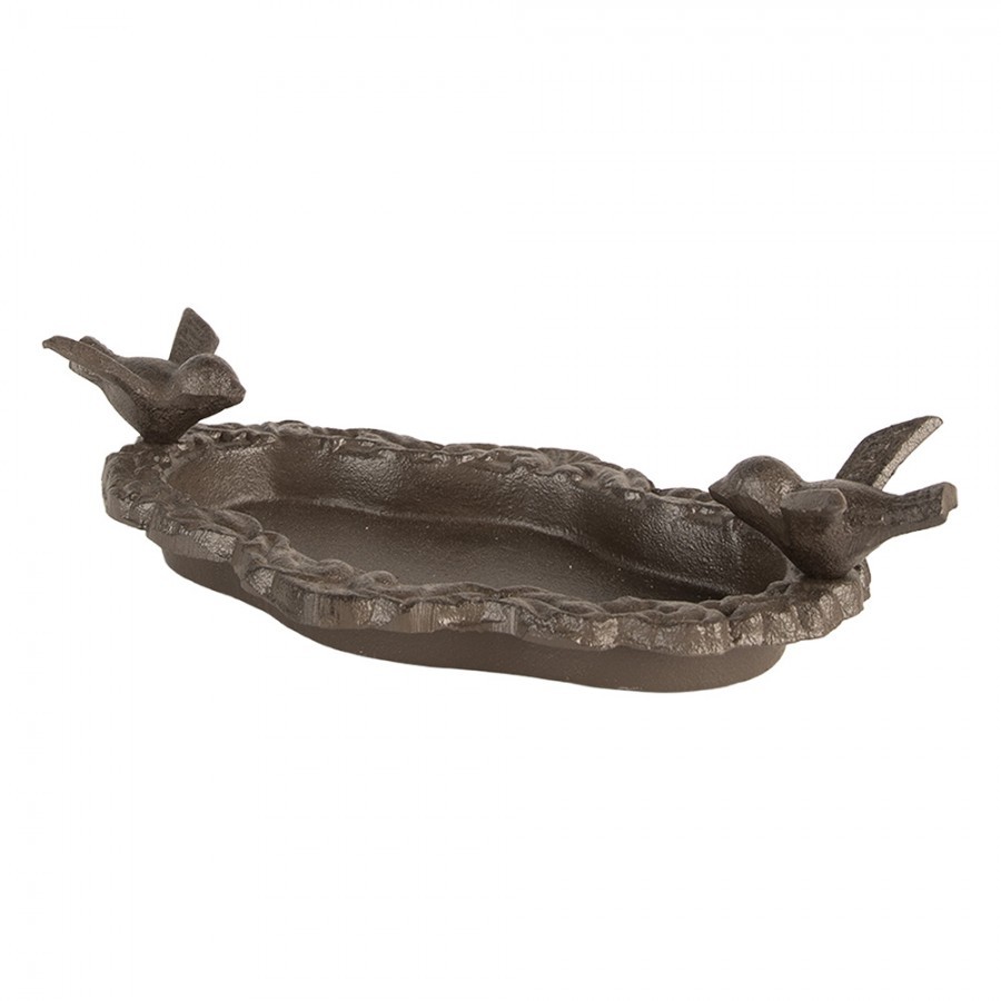 Hnědé antik litinové krmítko s ptáčky pro ptáčky - 24*13*6 cm Clayre & Eef Hnědé antik litinové krmítko s ptáčky pro ptáčky - 24*13*6 cm Clayre & Eef