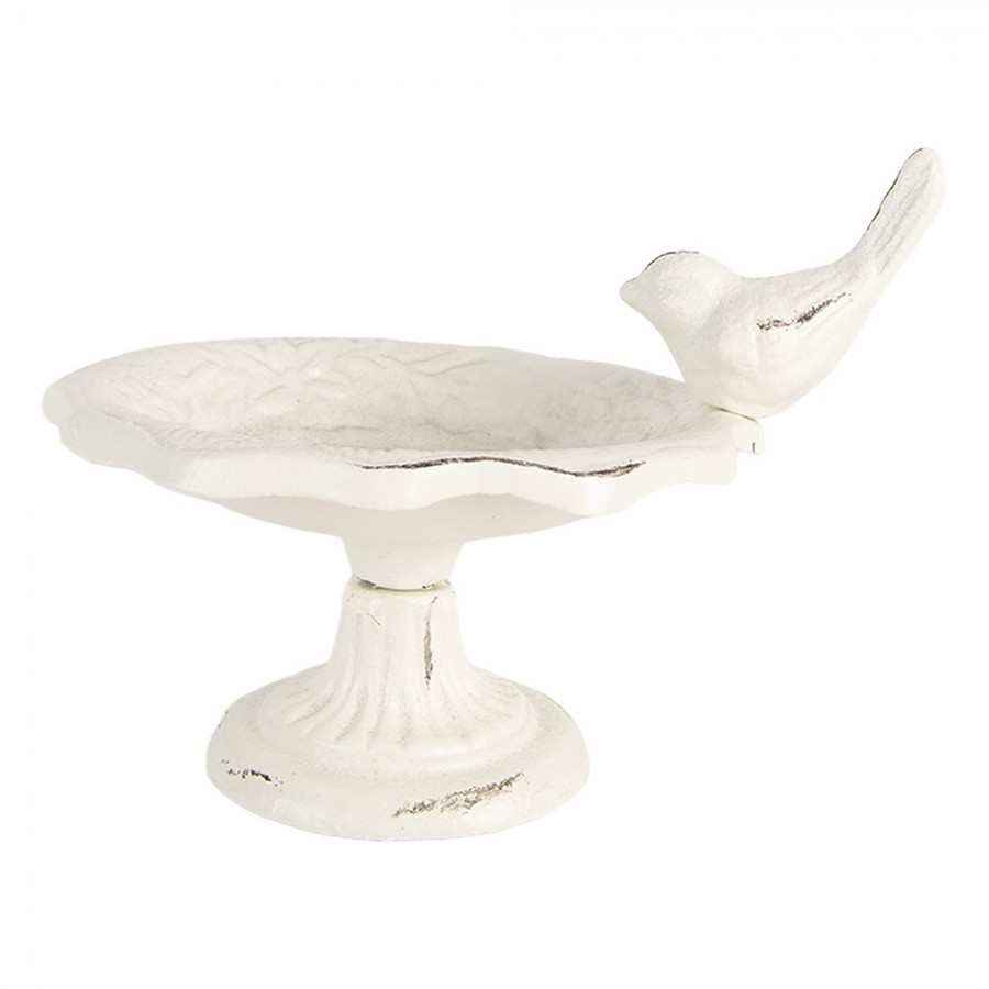 Bílé antik litinové krmítko s ptáčkem - 14*12*11 cm Clayre & Eef Bílé antik litinové krmítko s ptáčkem - 14*12*11 cm Clayre & Eef