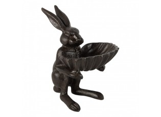 Hnědé antik litinové krmítko pro ptáčky zajíc - 16*13*17 cm