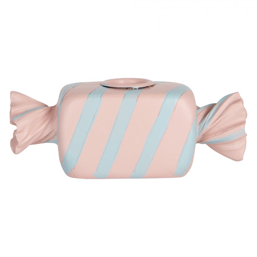 Růžovo-modrý svícen na úzkou svíčku Bonbón Candy - 14*5*5 cm Clayre & Eef Růžovo-modrý svícen na úzkou svíčku Bonbón Candy - 14*5*5 cm Clayre & Eef