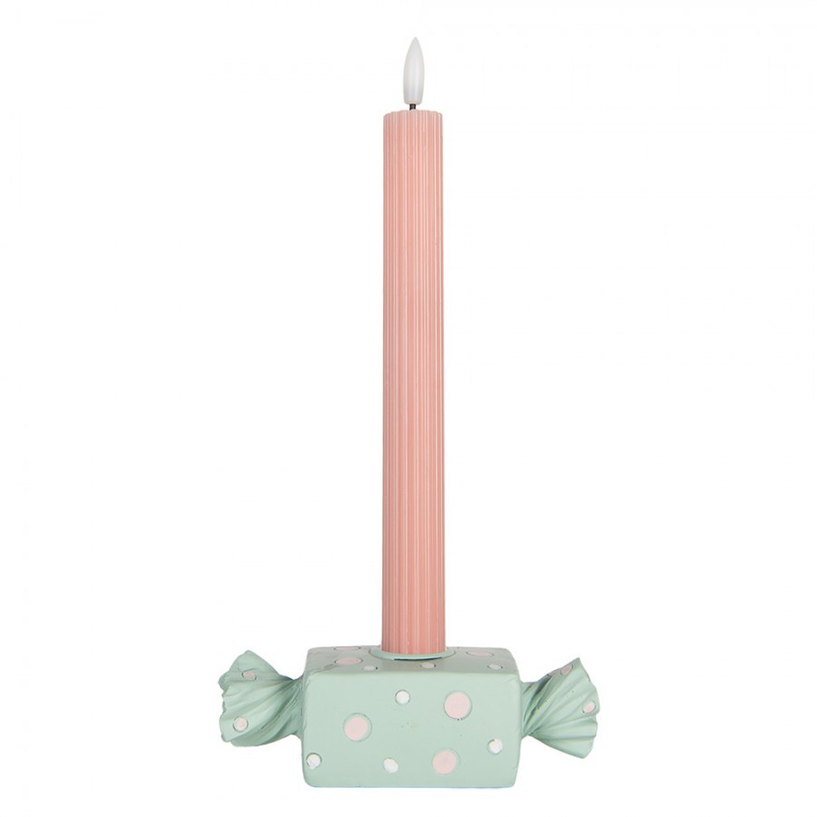 Zelený svícen na úzkou svíčku Bonbón Candy - 14*6*4 cm Clayre & Eef Zelený svícen na úzkou svíčku Bonbón Candy - 14*6*4 cm Clayre & Eef