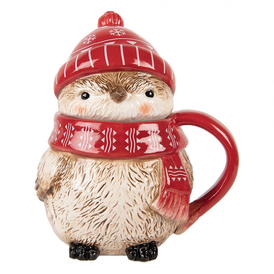 Keramický hrnek ptáček s víčkem a čepičkou - 15*11*17 cm / 500 ml Clayre & Eef Keramický hrnek ptáček s víčkem a čepičkou - 15*11*17 cm / 500 ml Clayre & Eef
