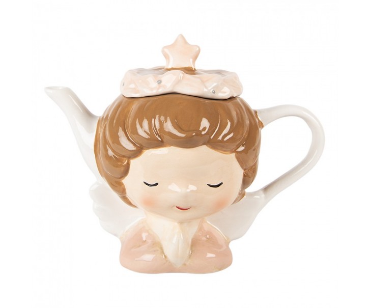 Keramická konvička na čaj hlava dívky s čelenkou - 21*12*16 cm / 650 ml Clayre & Eef