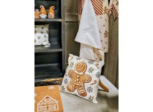 Béžový povlak na polštář s perníčkem Gingerbread Magic - 45*45 cm