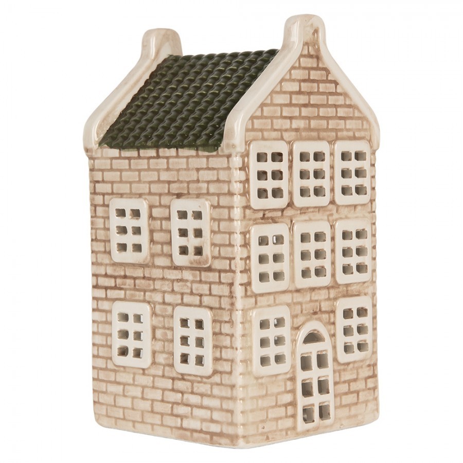 Béžový keramický domek na čajovou svíčku Lamont - 9*10*19 cm Clayre & Eef Béžový keramický domek na čajovou svíčku Lamont - 9*10*19 cm Clayre & Eef