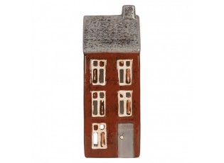 Hnědý keramický domek na čajovou svíčku Lamont - 10*7*26 cm