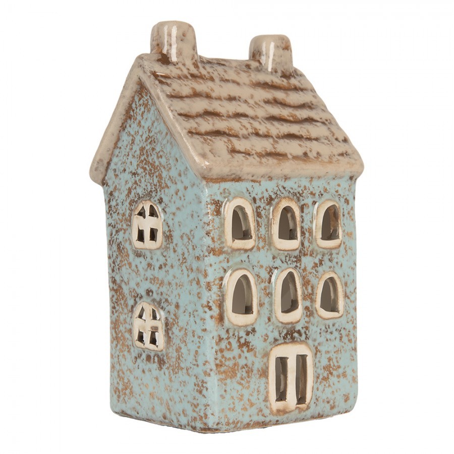 Modrý keramický domek na čajovou svíčku Lamont - 8*7*15 cm Clayre & Eef Modrý keramický domek na čajovou svíčku Lamont - 8*7*15 cm Clayre & Eef