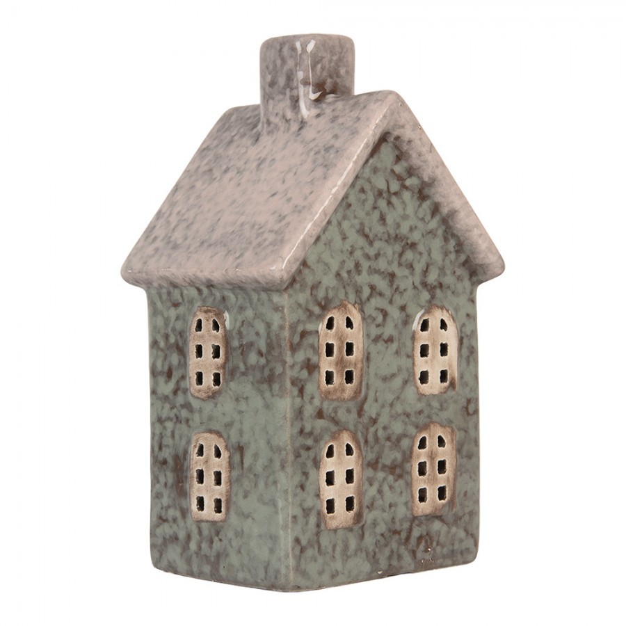 Zelený keramický domek na čajovou svíčku Lamont - 8*7*14 cm Clayre & Eef Zelený keramický domek na čajovou svíčku Lamont - 8*7*14 cm Clayre & Eef