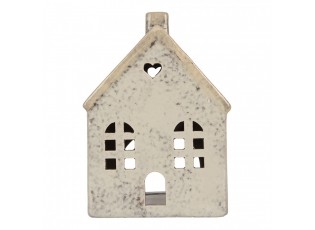 Šedý keramický domek na čajovou svíčku Lamont - 11*7*16 cm