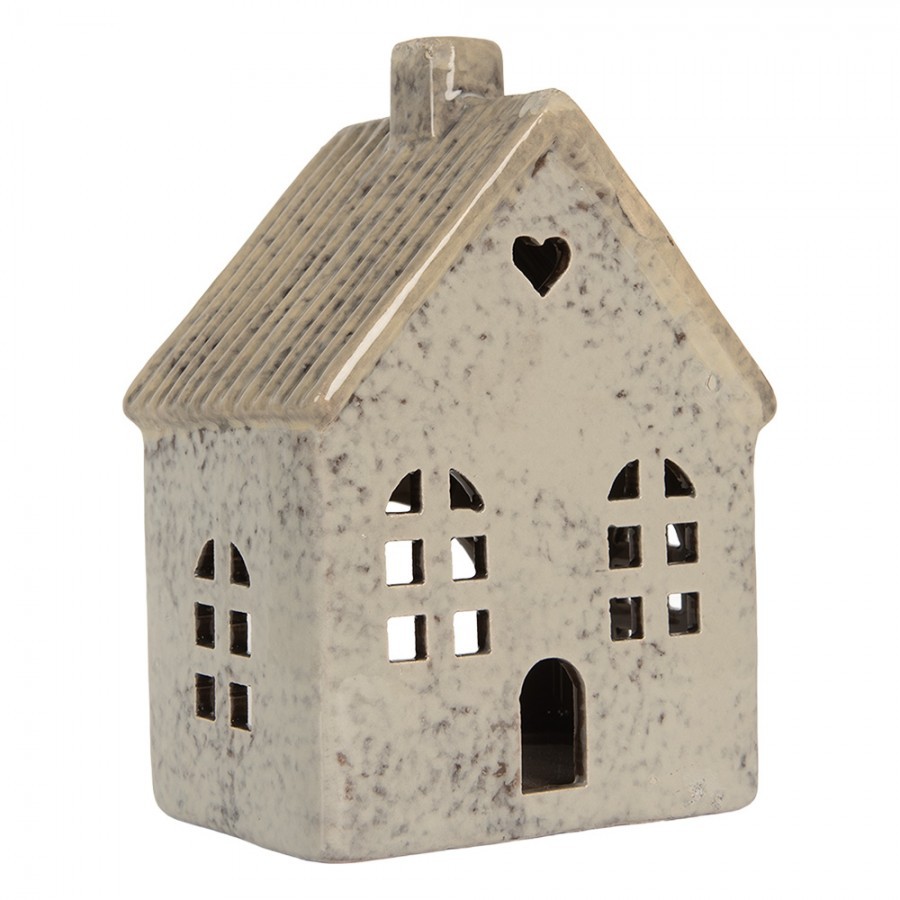 Šedý keramický domek na čajovou svíčku Lamont - 11*7*16 cm Clayre & Eef Šedý keramický domek na čajovou svíčku Lamont - 11*7*16 cm Clayre & Eef