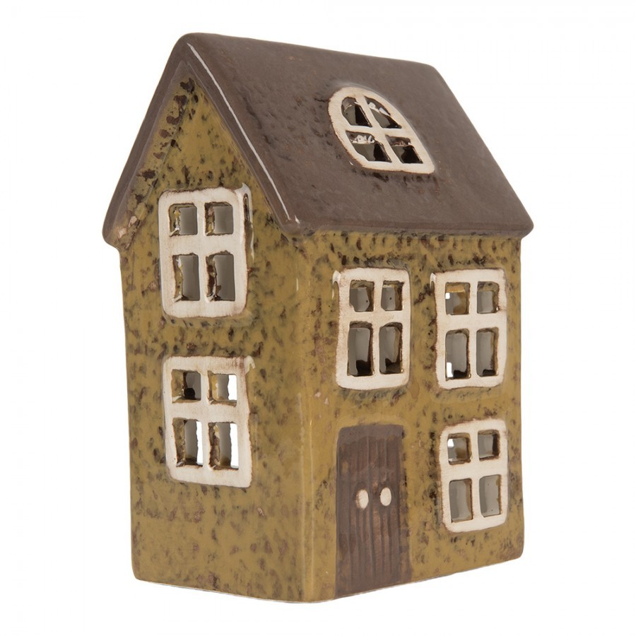 Zelený keramický domek na čajovou svíčku Lamont - 10*7*14 cm Clayre & Eef Zelený keramický domek na čajovou svíčku Lamont - 10*7*14 cm Clayre & Eef
