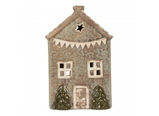 Zelený keramický domek na čajovou svíčku Lamont - 10*8*15 cm