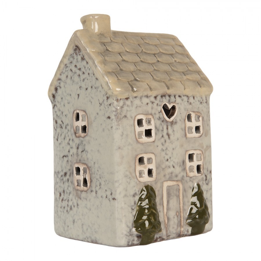 Šedý keramický domek na čajovou svíčku Lamont - 9*8*15 cm Clayre & Eef Šedý keramický domek na čajovou svíčku Lamont - 9*8*15 cm Clayre & Eef