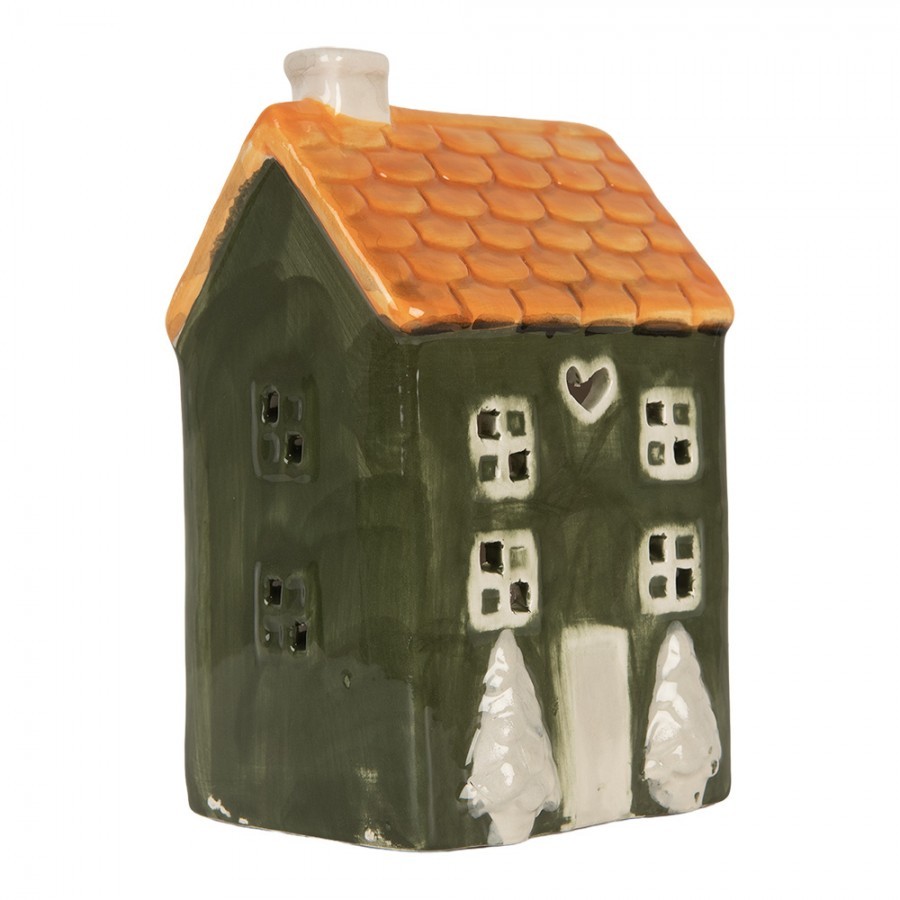 Zelený keramický domek na čajovou svíčku Lamont - 9*8*15 cm Clayre & Eef Zelený keramický domek na čajovou svíčku Lamont - 9*8*15 cm Clayre & Eef