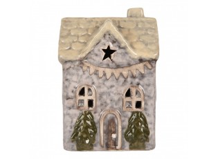 Šedý keramický LED domek Lamont - 6*6*10 cm